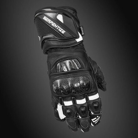 Serpentize S1 Moto Rukavice z Klokanovej Kože – Čierno-Biele