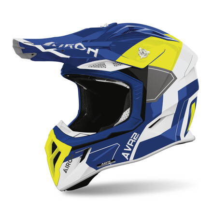 AIROH Motocross Helm Aviator Ace 2 Shield Blue/Yellow Gloss
