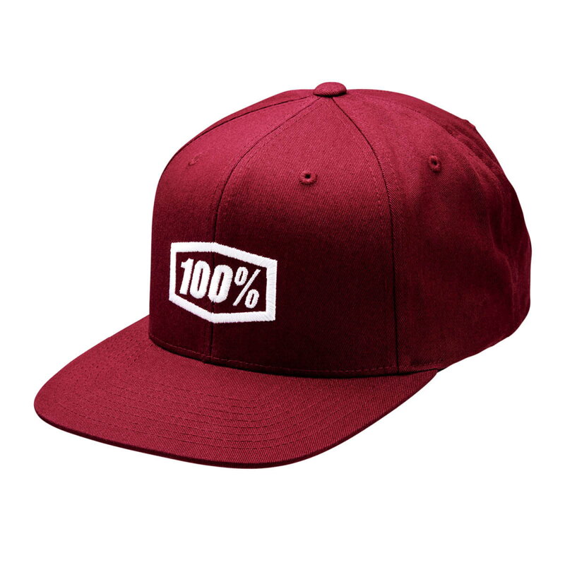 100% Snapback Cap Icon Burgundy